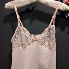 レース付きキャミソール ピンク