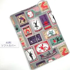 猫・マッチ箱☆ハンドメイド☆ブックカバー(A5判ソフトカバー用)