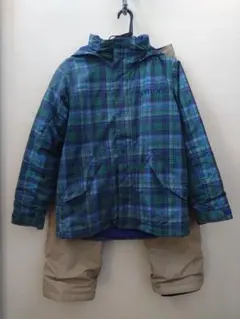超超セール　BURTON チェック柄 子ども用スノーボードウエア　ウエスト調節有