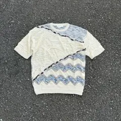 90s CORSINI Italia 3Dニット 半袖ニット アイボリー
