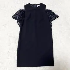 美品✨ルルウィルビー　ダブルクロススターレース ワンピース　ネイビー　M