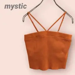 mysticリブキャミソール　ショート丈　パット付き　オレンジ　レディース　/F