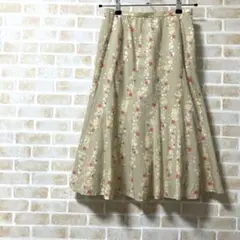フレアスカート ベージュ ドット模様 ひざ丈 M 総柄 春 夏 日本製のサムネイル