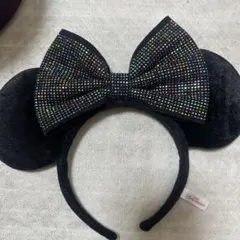 ディズニー ミニー カチューシャ ブラック スパンコール」
