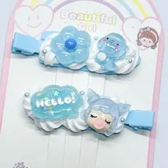 P58【ヘアピン/前髪クリップ】ホイップデコ 恐竜 バブルガール 女の子 ラメ