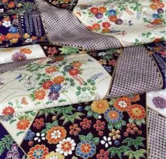 2495⭐︎正絹⭐︎金彩⭐︎切嵌花文⭐︎ハギレ　36×116