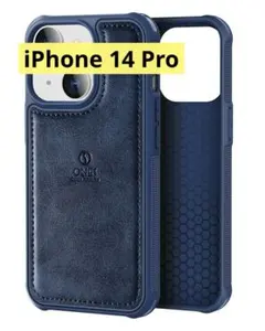 ONES iPhone 14 Pro レザーケース ブルー 紺色 スマホケース