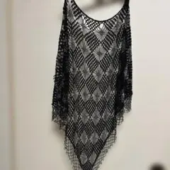 黒のレース編みストール