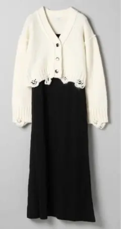 ニットカーディガンキャミ2Pワンピ