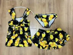 【3点セット】ワンピースにもセパレートにも！レモン柄がかわいい水着！体型隠しに✨