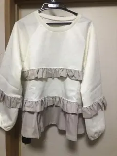 アンドラブ❗️フリルデザイン トップス アイボリー ベージュ3 Lサイズ