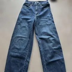 ダークブルーデニム ワイドレッグパンツ