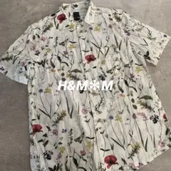 H&M＊花柄プリント＊半袖シャツ＊ホワイト系＊Mのサムネイル