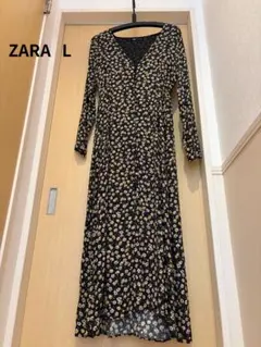 花柄Vネックロングワンピース