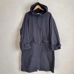 ZARA フード付　オーバーサイズ　ロングコート　深ネイビー　サイズL 送料込