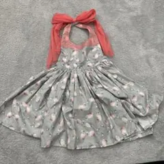 マールマール　MARLMARL ベビーエプロン　フラミンゴ柄ハルターネックドレス