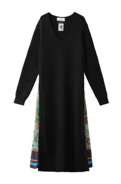 美品★MUVEIL ロングニット ドッキングワンピース ブラック 36