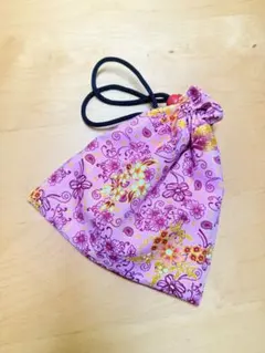 ピンク花柄巾着袋