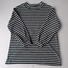 ストライプ 長袖チュニック ダークグリーン