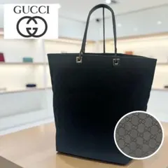 美品】GUCCI デカロゴ トートバッグ 肩がけ可 キャンバス×レザー 