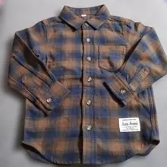 長袖シャツ 100cm ブラウン・ブルーチェック