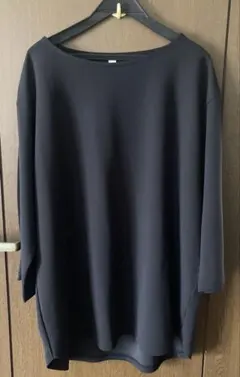 グローバルワーク　スマイルシード　ジョーゼットTシャツ8分丈　黒 XL