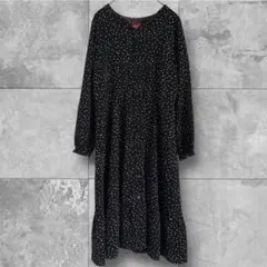 レピピアルマリオ ドット柄 ロングワンピース 黒 XS ジュニア キッズ 140