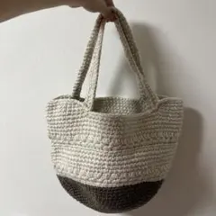 編み物トートバッグ ベージュとダークブラウン