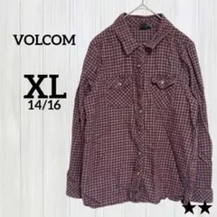 ★VOLCOM【XL(14/16)】チェック柄 長袖 シャツ フランネル 古着