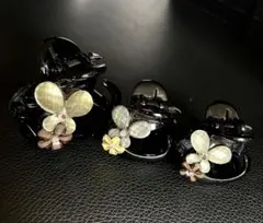 花飾り付きヘアクリップ3点セット