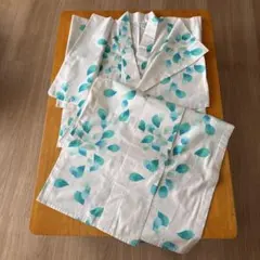 青緑花柄 浴衣・帯セット