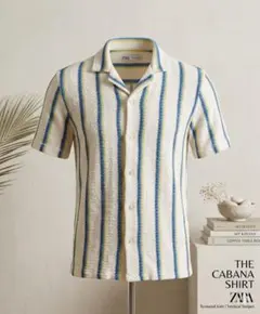 ZARA カバナシャツ M ホワイト/ブルー/イエロー