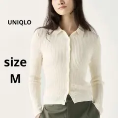 UNIQLO　ユニクロ　メリノリブポロカーディガン　オフホワイト