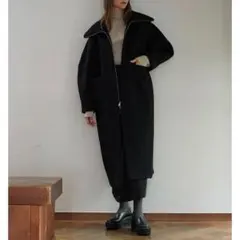 M*e様 CLANE ブラック クラネ　リブカラーウールロングコート CLANE（クラネ）の「【CLANE/クラネ】RIB COLLAR WOOL LONG COAT