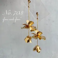 【703】　ブライダル　結婚式　ピアス　イヤリング　花嫁　ゴールド　フラワー　花