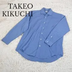TAKEO KIKUCHI 微細チェック柄シャツ 日本製 きれいめビジネス　 Lのサムネイル