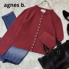 agnes b. アニエスベー スナップボタン カーディガン 裏起毛 赤 レッド