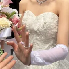 ウエディンググローブ フィンガーレス レース 刺繍 結婚式