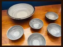 小石原焼　飛び鉋 盛皿　小鉢　全６客　美品のサムネイル