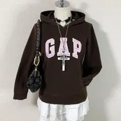 y2k GAP パーカー ロゴ 裏起毛 グランジ 平成ギャル ブラウン