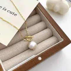 天然　真珠　パール　バロック　パール　ゴールド　チタン　ネックレス マンテル　ａ