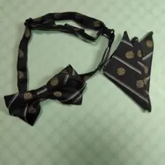 COMME CA ISM 黒 ネクタイ ポケットチーフ セット