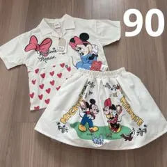 しまむら　リトシー　ミッキー ミニー シャツ　スカート　90