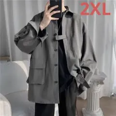 JCAS115メンズ シャツ アウター トップス 無地 大きいポケット 韓国風