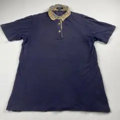 た*こ様 249 BURBERRY LONDON 半袖ポロシャツ ネイビー チェ