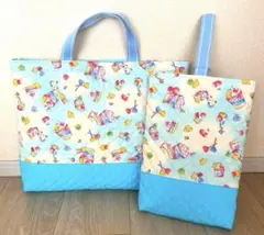 レッスンバッグ　通園バッグ　シューズ袋　上靴袋　キルティング　ユニコーン　2点
