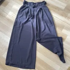 ワイドパンツ ガウチョパンツ ウエストゴム グレー Mサイズ
