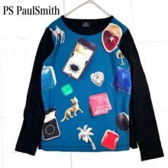 アートプリント 切替 長袖 カットソー 総柄 ポールスミス ジュエリー柄