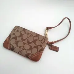 COACH コーチ リストレット ポーチ 小物 シグネチャーキャンバス ベージュ