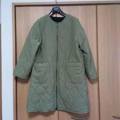 春　オリーブグリーン キルティングジャケット ロング丈 リバーシブルコート　Ｌ